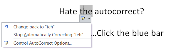 autocorrect options in Microsoft Word