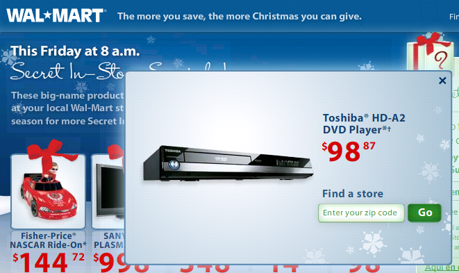 hd dvd toshiba HD A2 at walmart for 98 dollars