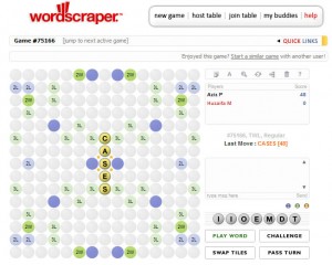 wordscraper Scrabulous 2.0: Wordscraper. Looks familiar... but not too familiar.